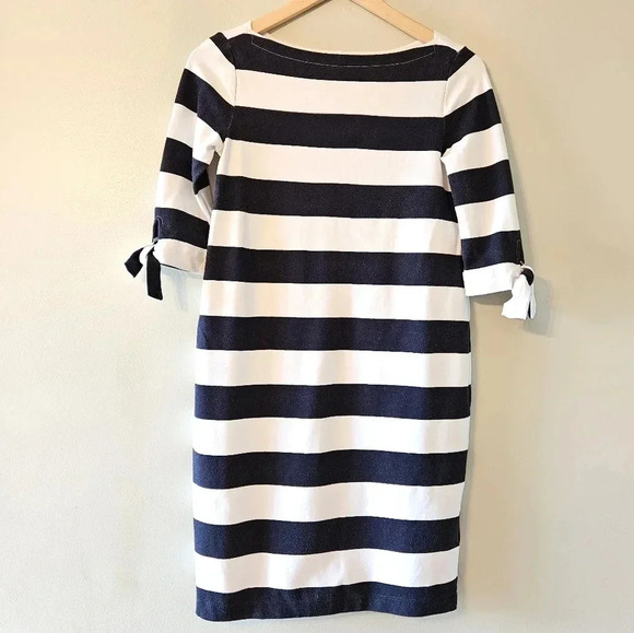 Lauren Ralph Lauren Striped Quarter Sleeve Mini Black and White Casual Dress XS - Picture 1 of 11